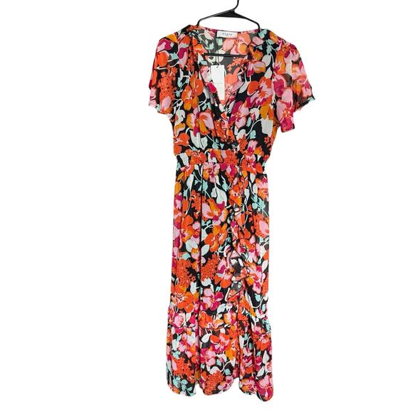 Axara Paris Maxi Dress Floral Orange Ruffle Small Bohemian Boho Hippie - Picture 1 of 8